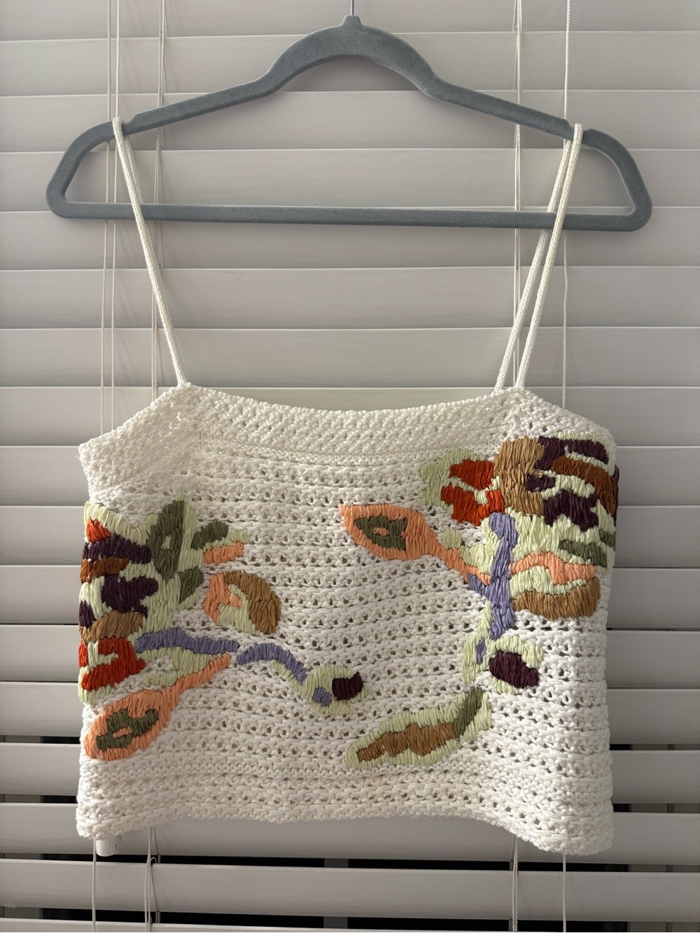 Vince White Crocheted Floral Appliqué Cami